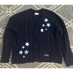 Taylor Swift Midnights Navy Cardigan Sweater with Blue Stars, XL/2XL